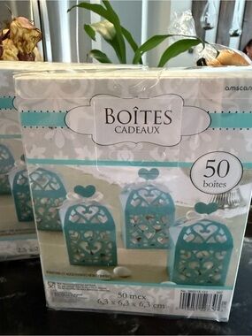 Amscan Teal Decorative Gift Boxes with Heart Cutouts  Bundle of 3 Pack of 50
